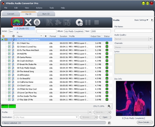 Load audio CD