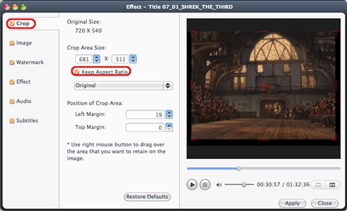 Crop the video size
