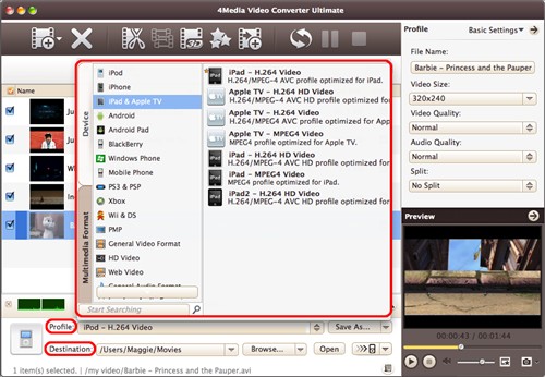 Set output format