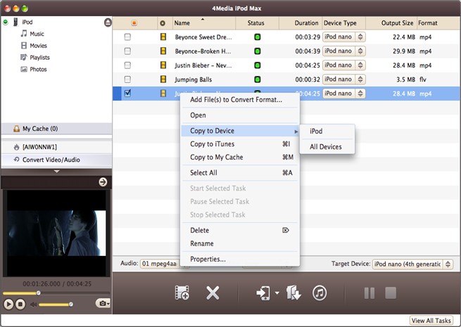Transfer music on Mac to iPod