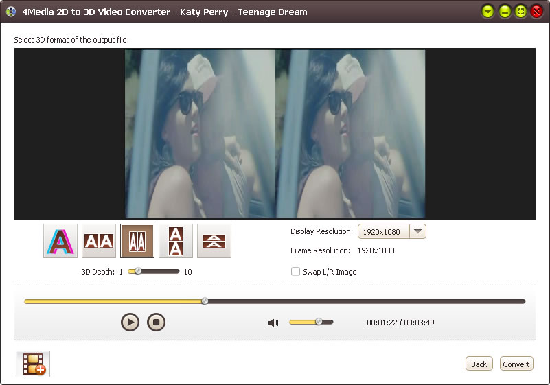 4Media 2D to 3D Video Converter Screenshot