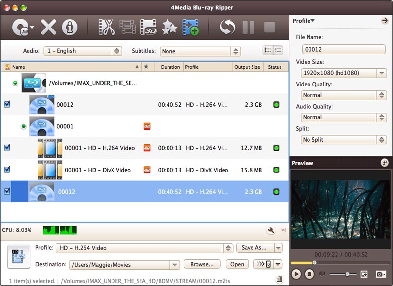 4Media Blu Ray Converter for Mac Screenshot