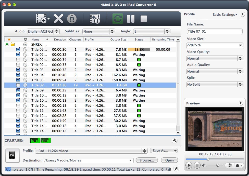 4Media DVD to iPad Converter for Mac