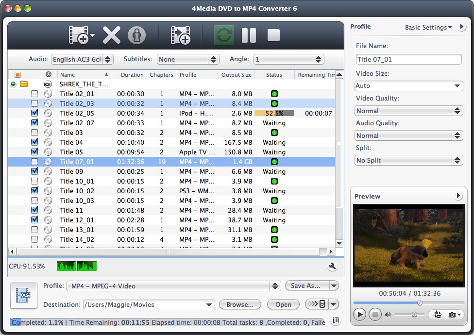 4Media DVD to MP4 Converter for Mac - convert DVD to MP4 video on Mac