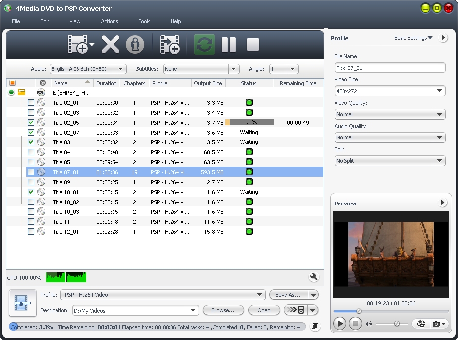 4Media DVD to PSP Converter Screenshot