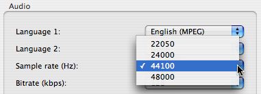 [Handbrake sample rate menu]